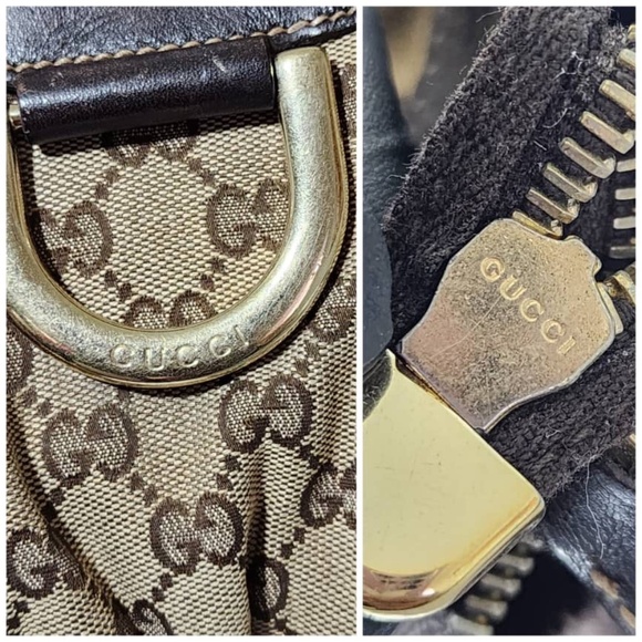 Authentic Gucci GG Canvas and Leather D Ring Hobo Bag Beige/Brown - Picture 6 of 16